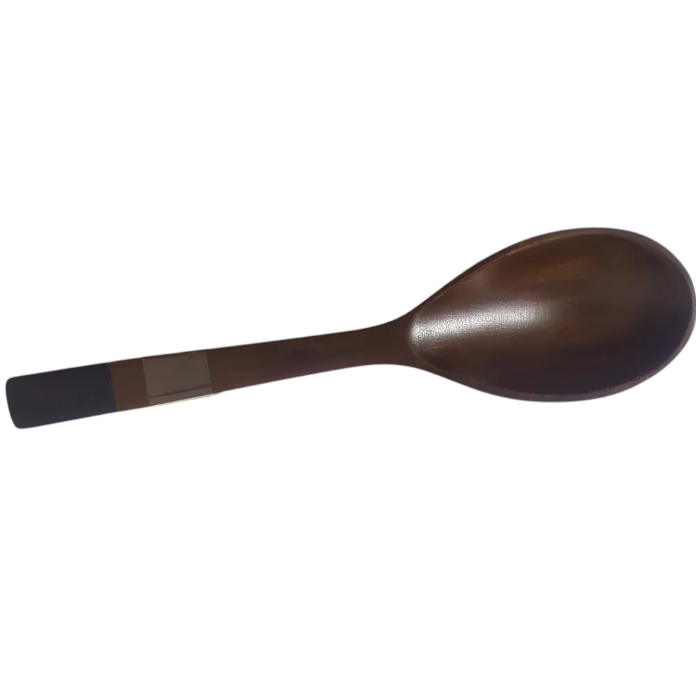 Crate & Barrel Two Tone Wood Black Salad Server Spoon Set
